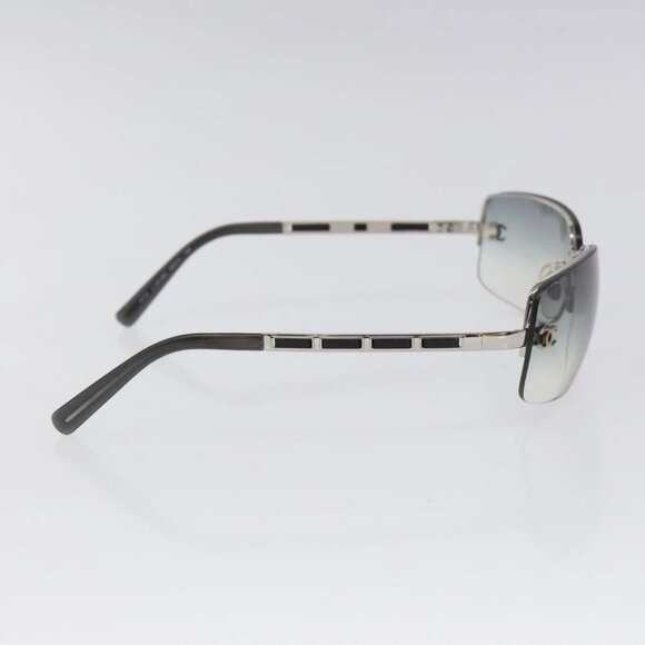 CHANEL COCO Mark Sunglasses plastic Silver CC Auth sw364 - Picture 4 of 12